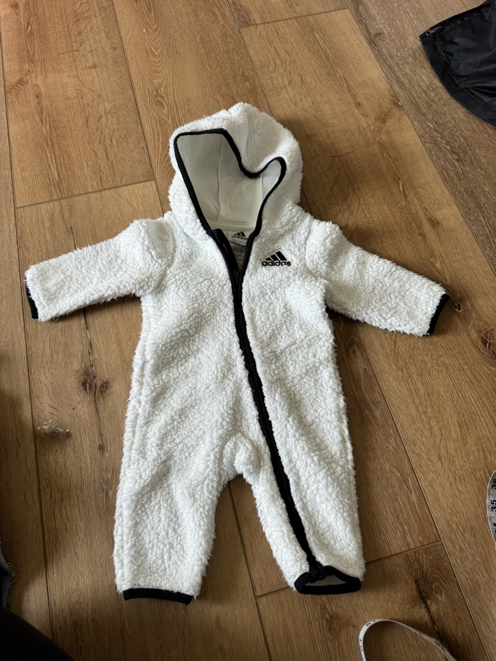 adidas Baby One Piece Sherpa Jumpsuit Size 6month White